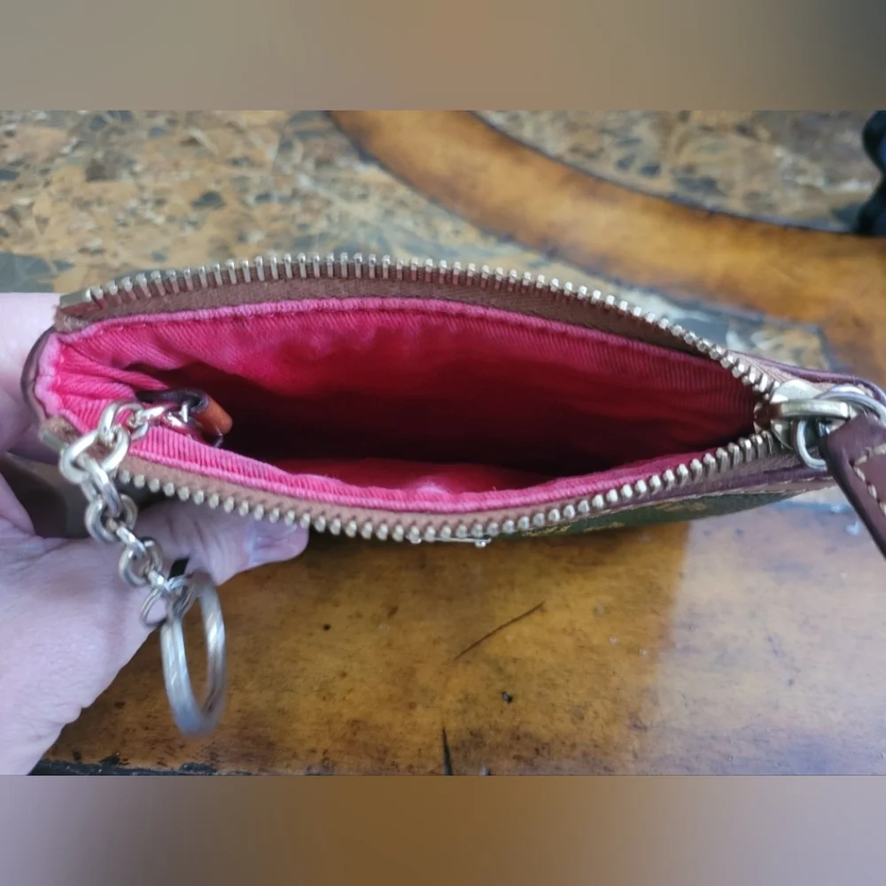 Dooney & Bourke Green and Brown Monogram Coin Purse - Picture 4 of 4